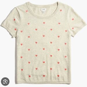 J. Crew Factory Cream Women’s Small Sweater with Pink Hearts